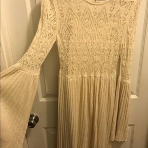 Anthropologie Bell sleeve dress crochet detail